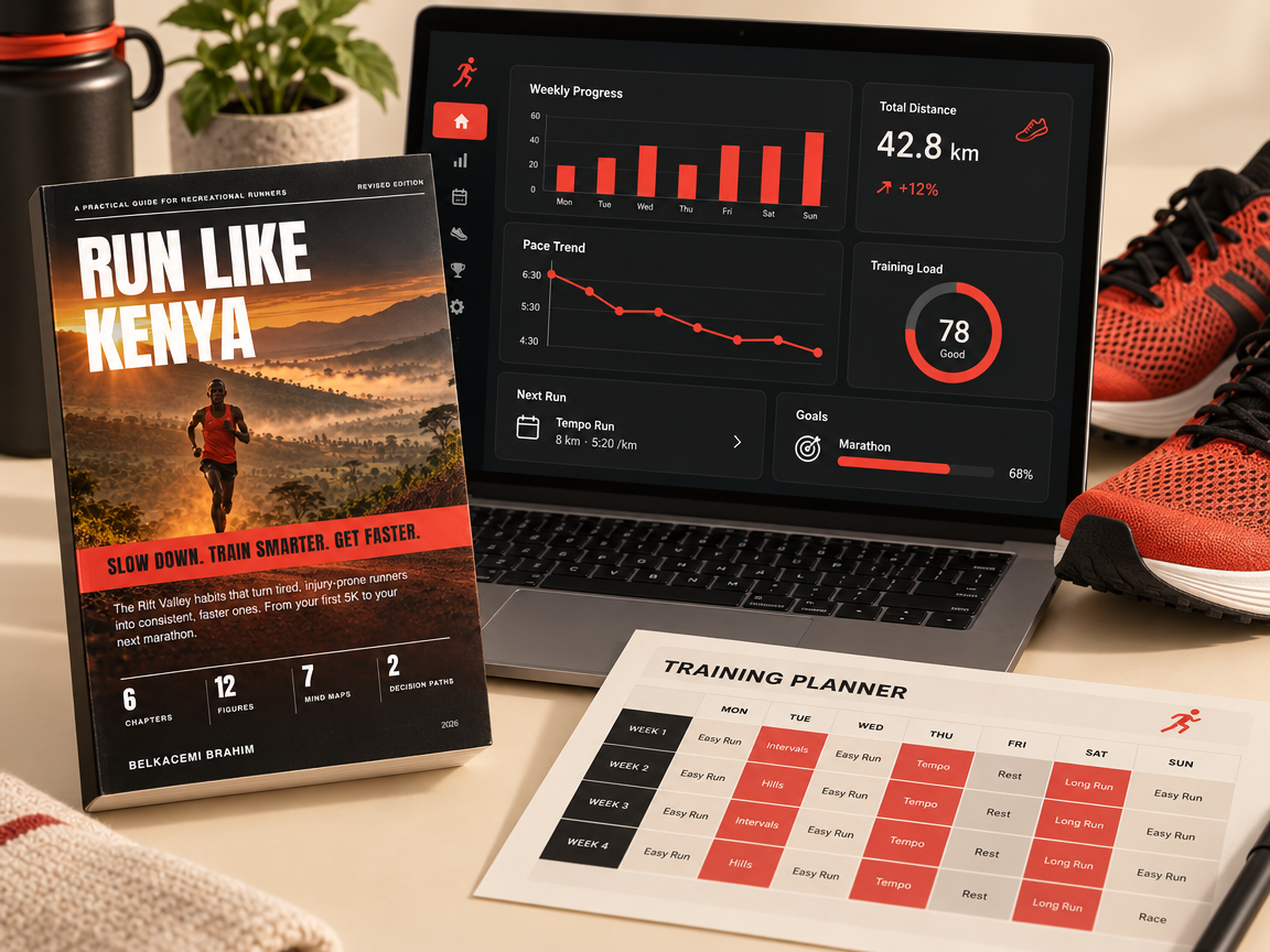 The Run Like Kenya bundle: book, coach dashboard and training workbook